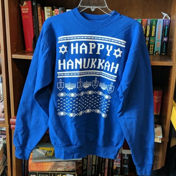 Hanes Other - Happy Hanukkah Adult Sweatshirt Blue Cosy Holiday